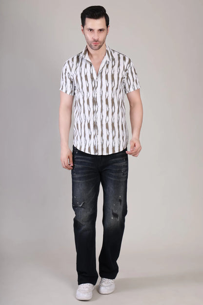 Men's Casual Half Sleeve Shirt - Striped | UHSS-165