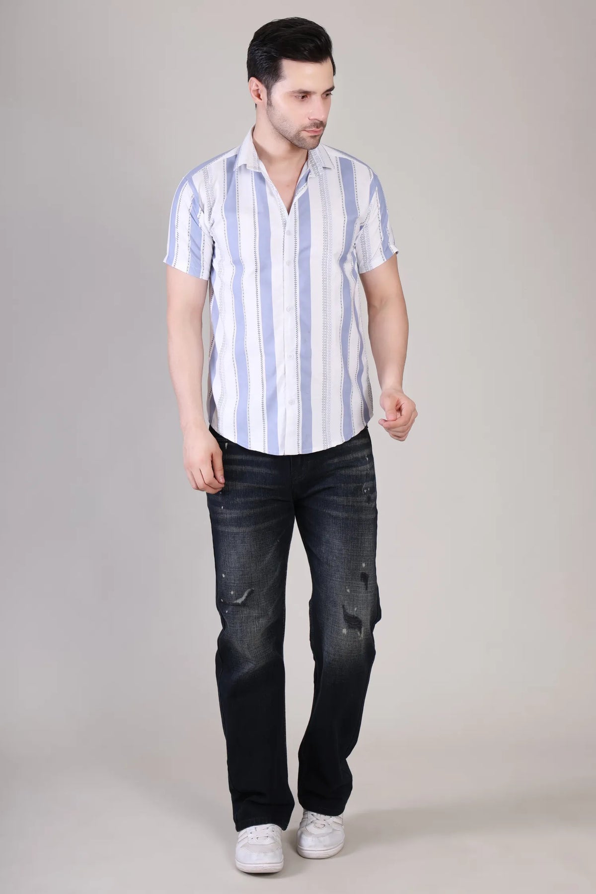 Men's Casual Half Sleeve Shirt - Striped | UHSS-171