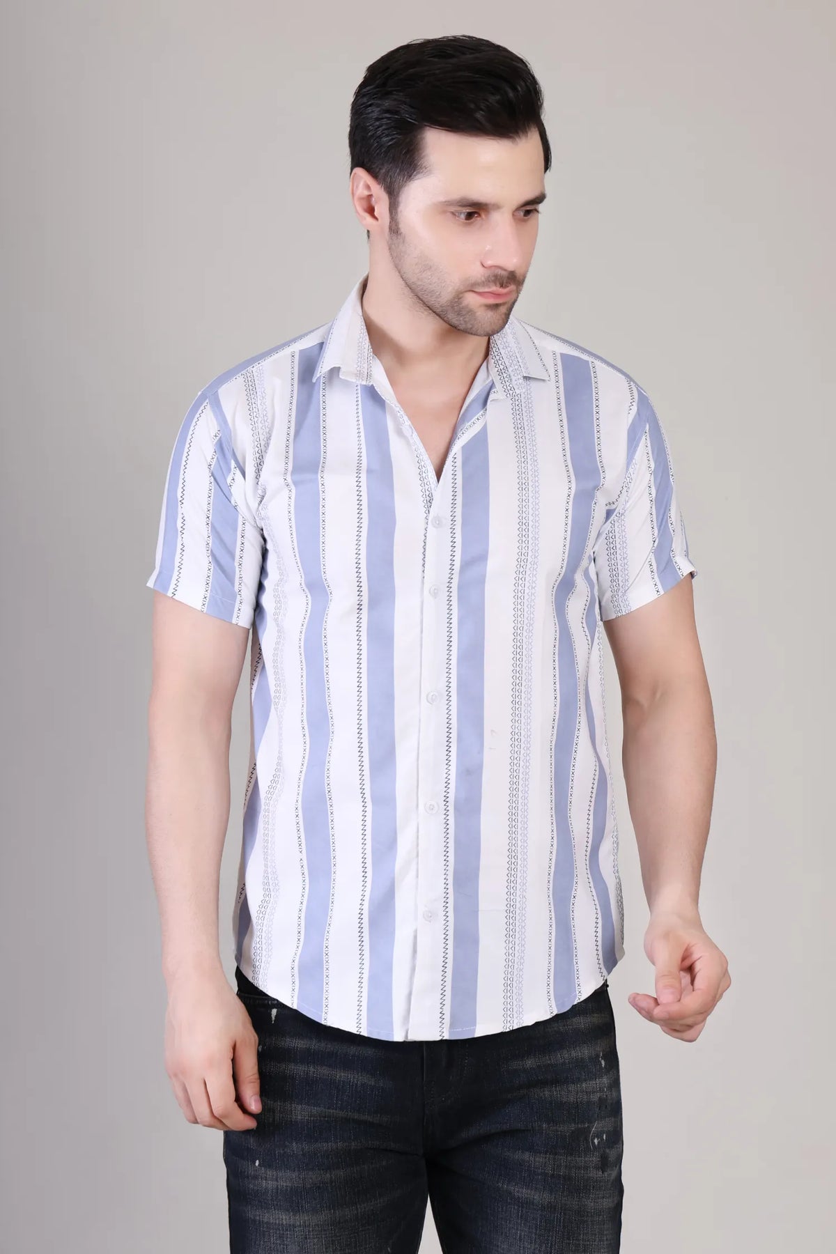 Men's Casual Half Sleeve Shirt - Striped | UHSS-171