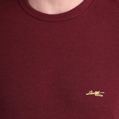 Men’s Maroon Round Neck Half Sleeve T-Shirt -Marrom Cotton NS-31