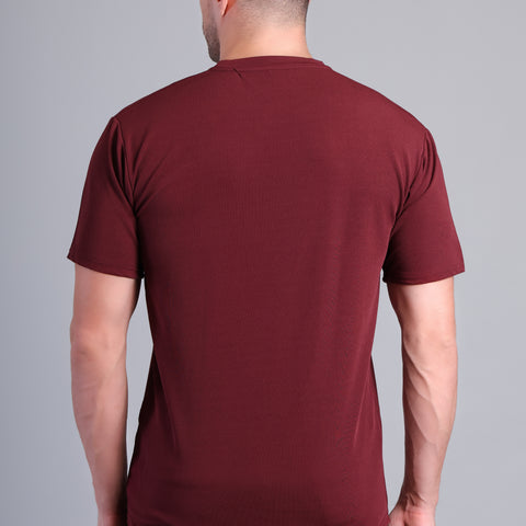 Men’s Maroon Round Neck Half Sleeve T-Shirt -Marrom Cotton NS-31