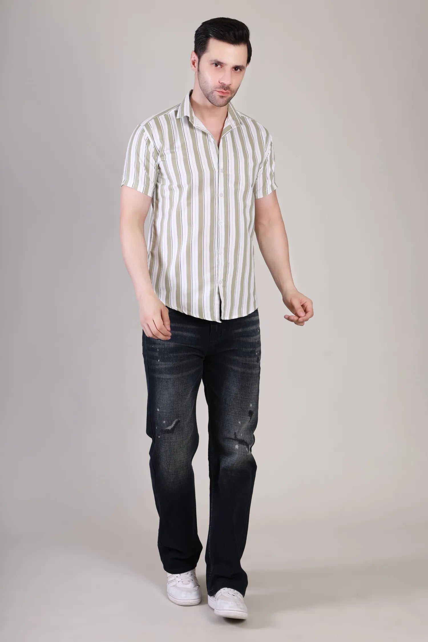 Men's Casual Half Sleeve Shirt - Striped | UHSS-170
