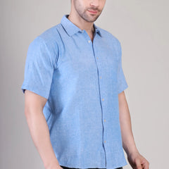Men's Casual Half Sleeve Shirt - Blue | BHS-124