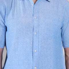 Men's Casual Half Sleeve Shirt - Blue | BHS-124