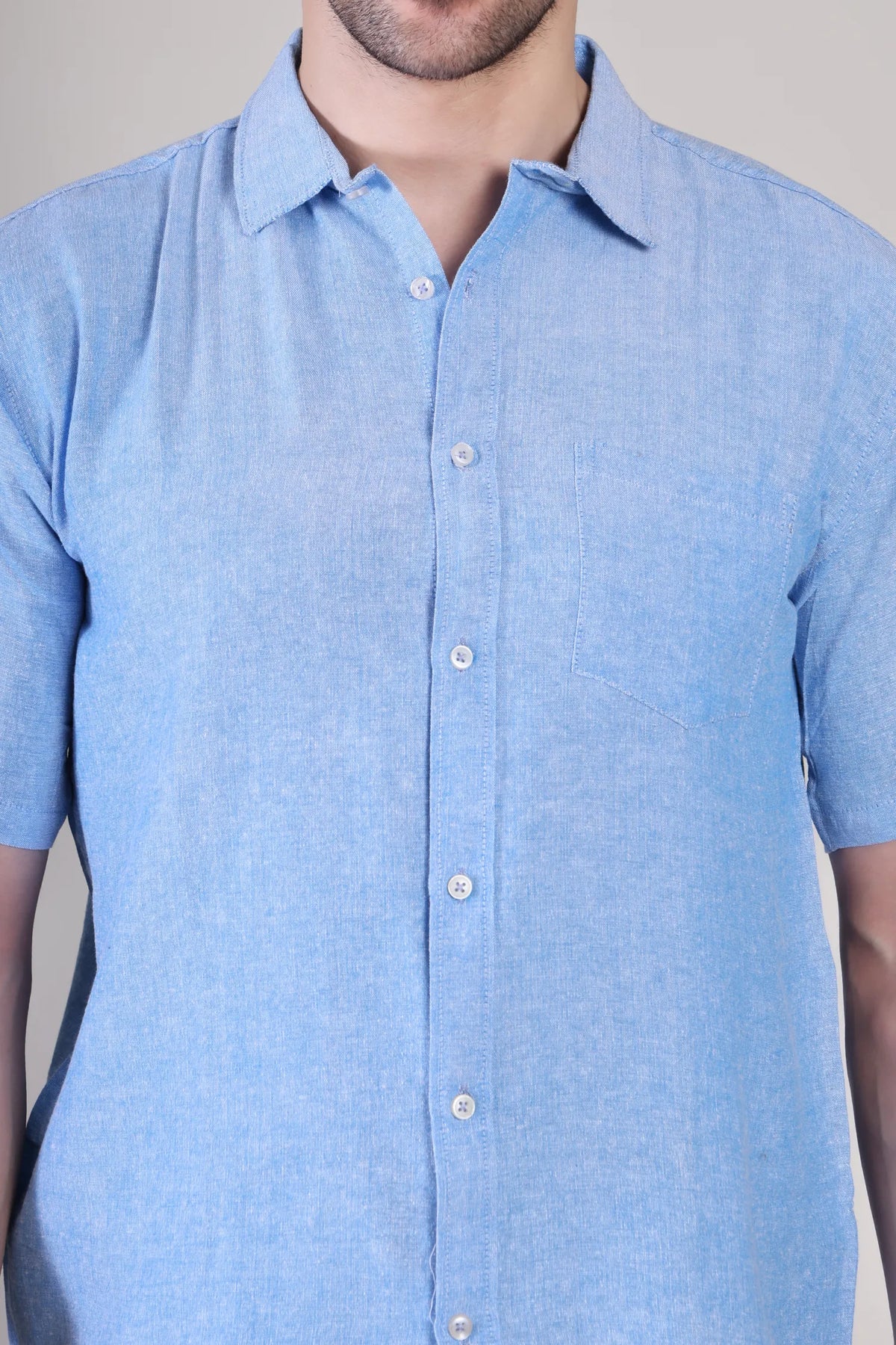 Men's Casual Half Sleeve Shirt - Blue | BHS-124