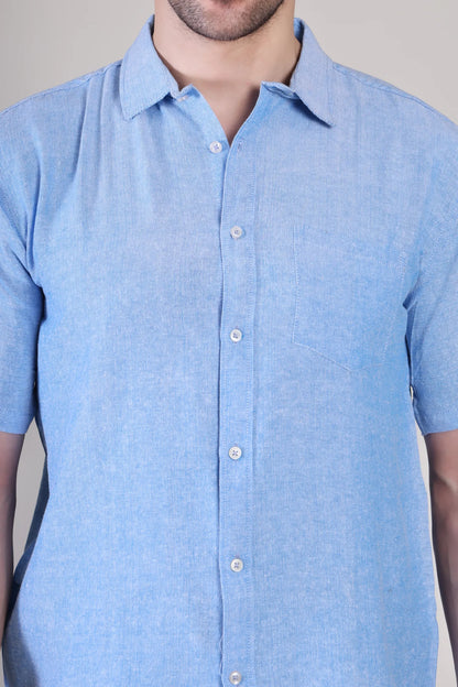 Men's Casual Half Sleeve Shirt - Blue | BHS-124