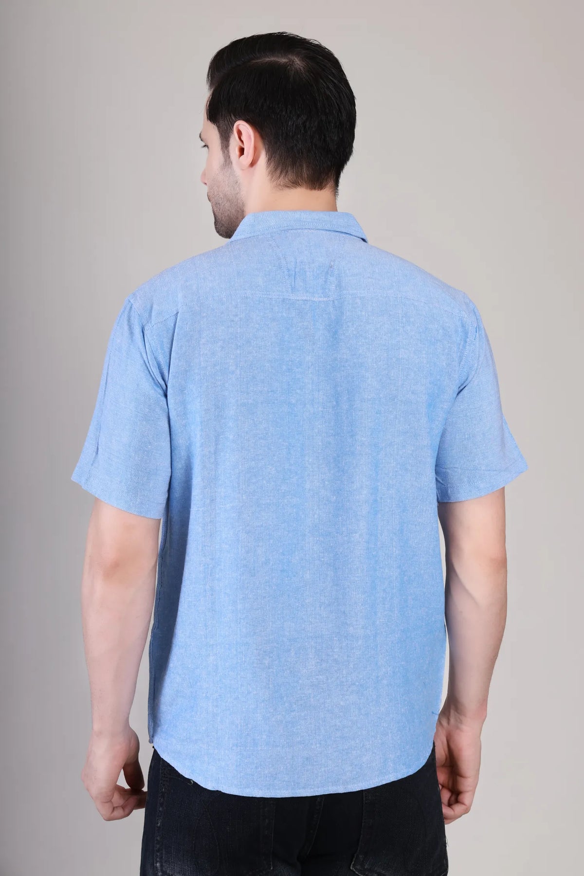 Men's Casual Half Sleeve Shirt - Blue | BHS-124