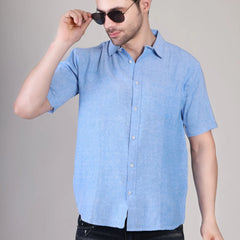 Men's Casual Half Sleeve Shirt - Blue | BHS-124