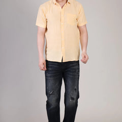 Men's Casual Half Sleeve Shirt - Beige | BHS-123