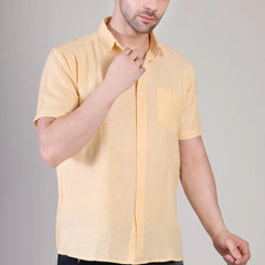 Men's Casual Half Sleeve Shirt - Beige | BHS-123