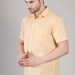 Men's Casual Half Sleeve Shirt - Beige | BHS-123