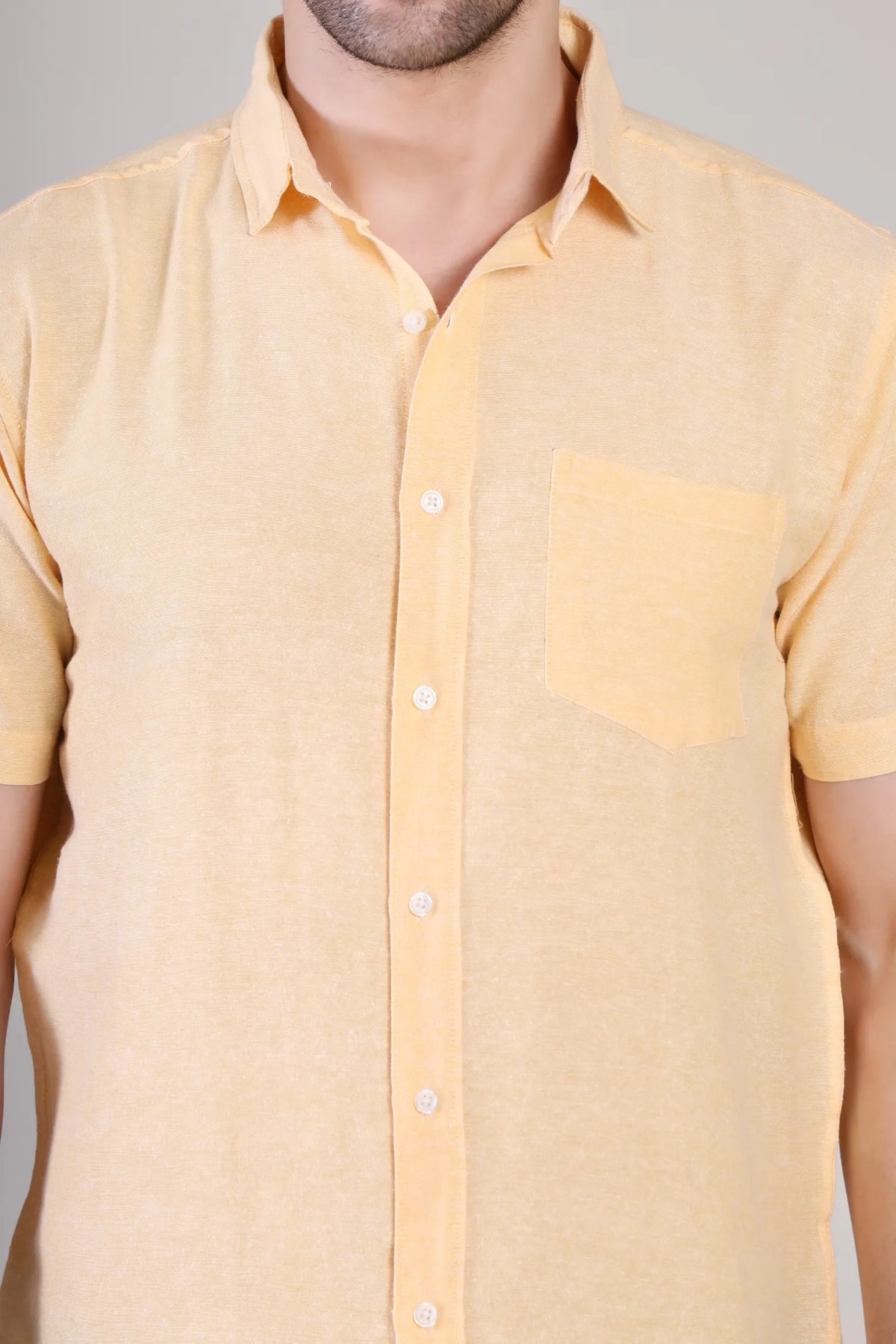 Men's Casual Half Sleeve Shirt - Beige | BHS-123