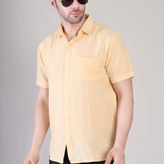 Men's Casual Half Sleeve Shirt - Beige | BHS-123