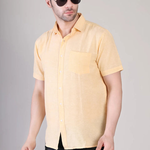 Men's Casual Half Sleeve Shirt - Beige | BHS-123