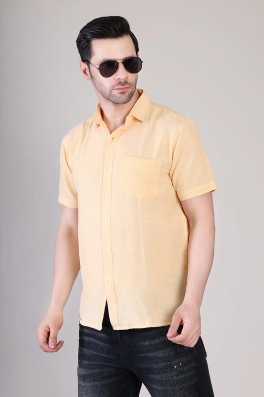 Men's Casual Half Sleeve Shirt - Beige | UHSS-123