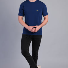 Men’s Navy Blue Round Neck Half Sleeve T-Shirt-NS-30