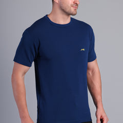 Men’s Navy Blue Round Neck Half Sleeve T-Shirt-NS-30