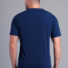 Men’s Navy Blue Round Neck Half Sleeve T-Shirt-NS-30