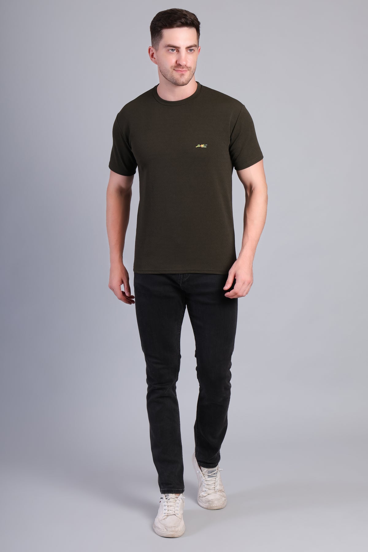Men’s Black Round Neck Half Sleeve T-Shirt- NS-35