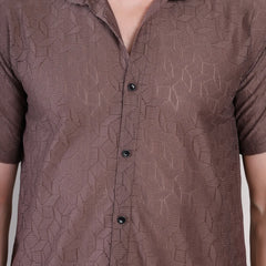 Men's Casual Half Sleeve Shirt - Light Brown | UHSS-149