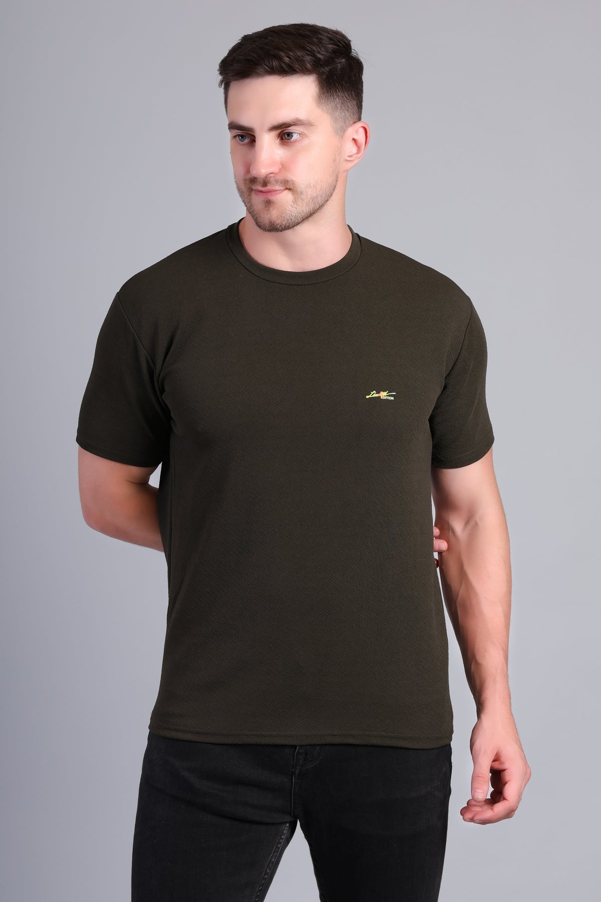 Men’s Black Round Neck Half Sleeve T-Shirt- NS-35
