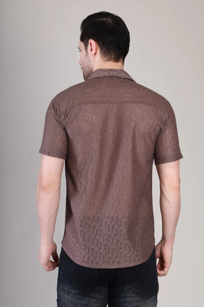Men's Casual Half Sleeve Shirt - Light Brown | UHSS-149
