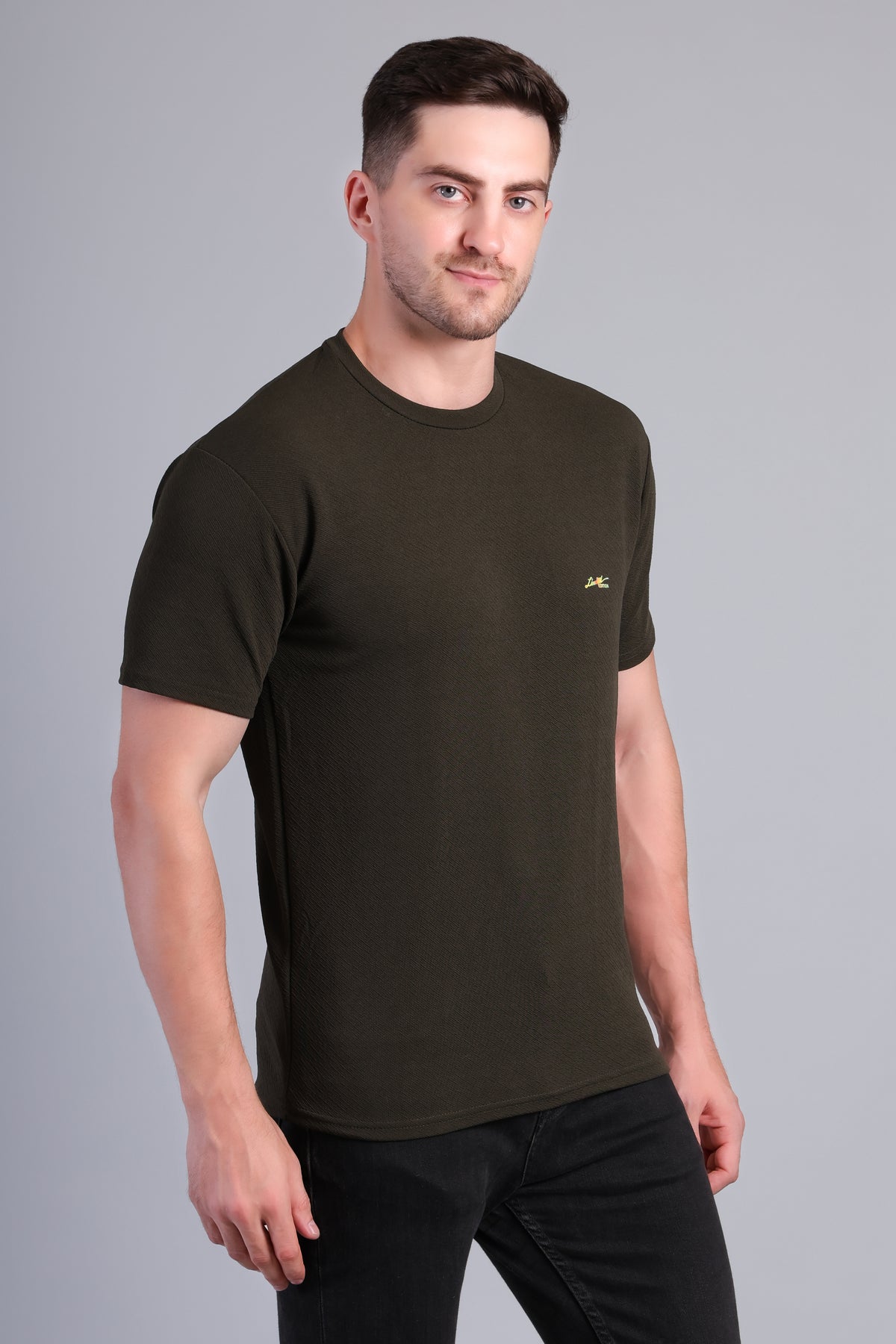 Men’s Black Round Neck Half Sleeve T-Shirt- NS-35