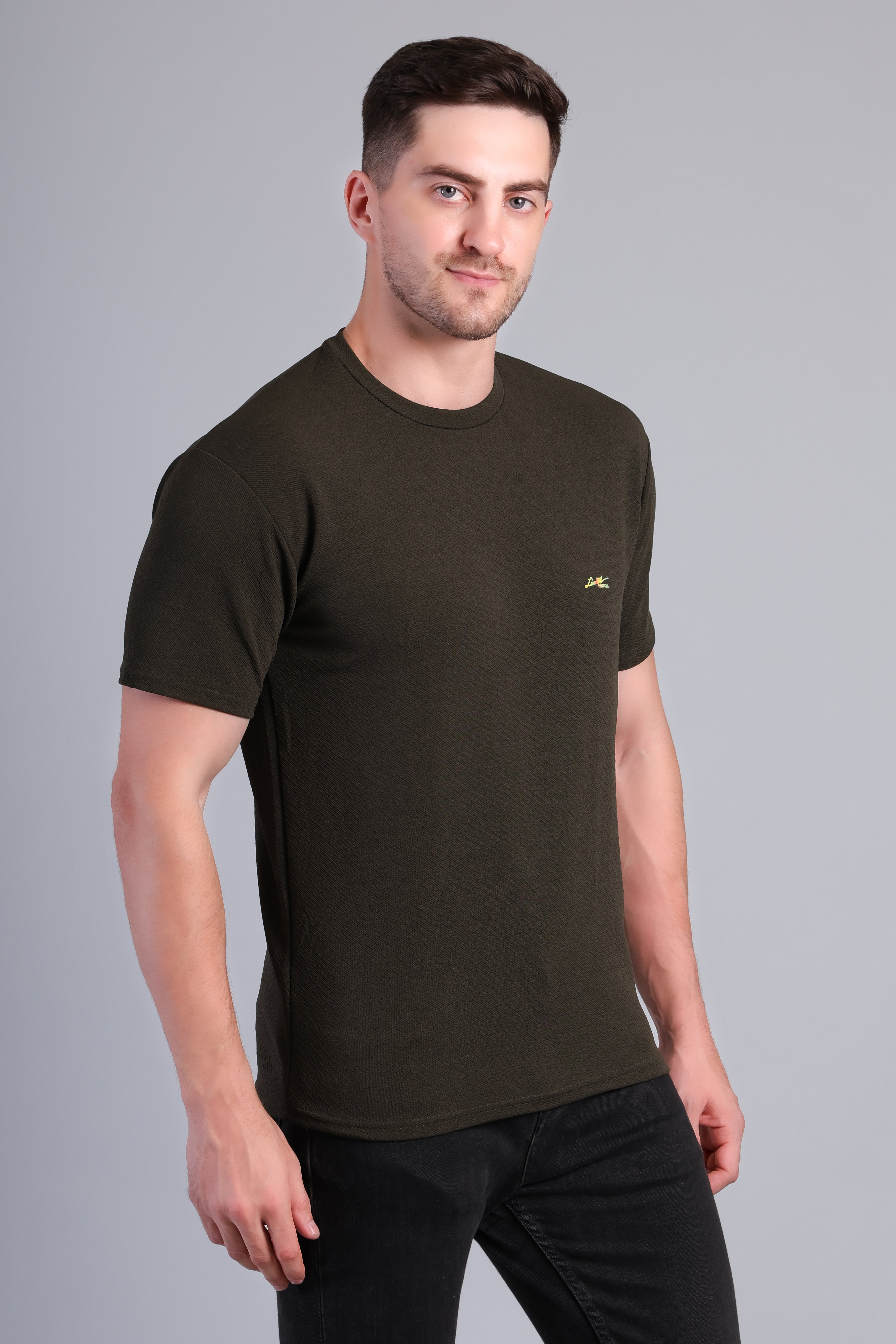 Men’s Black Round Neck Half Sleeve T-Shirt- TS-235