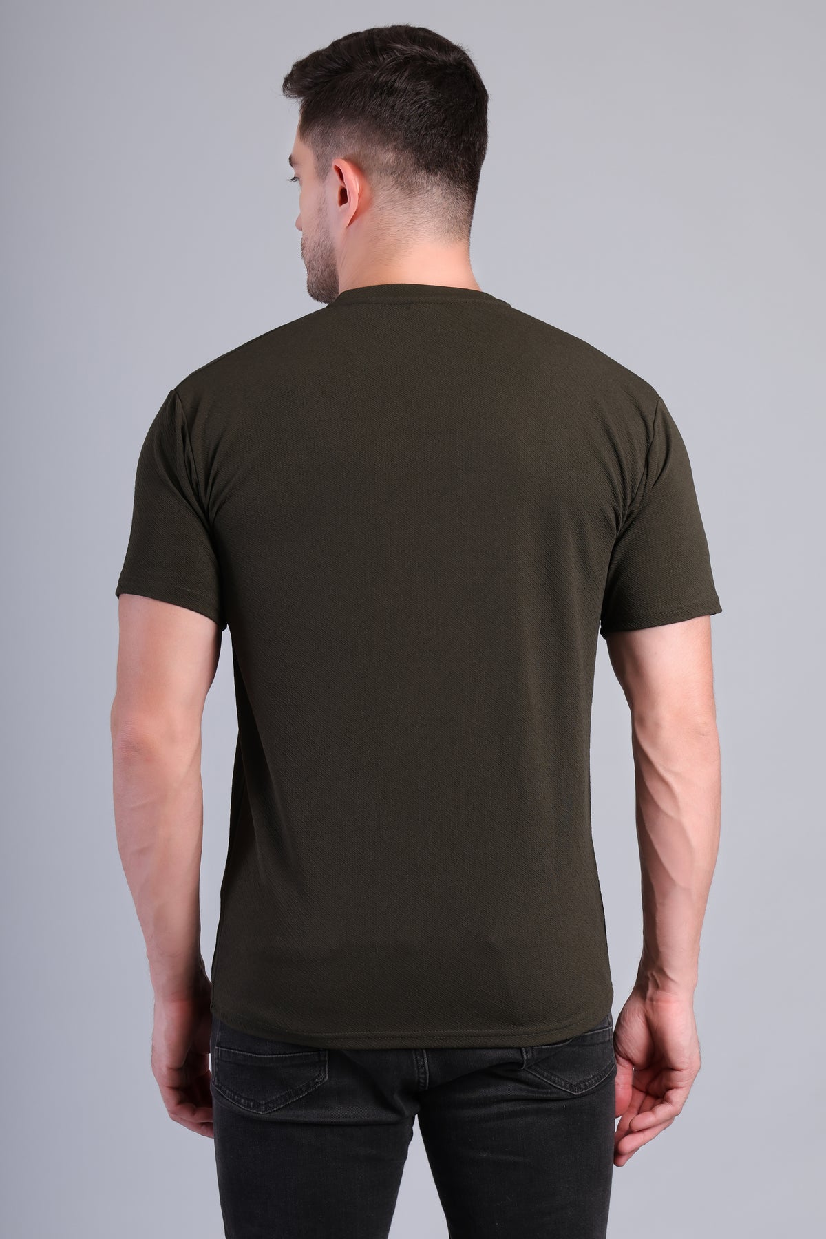 Men’s Black Round Neck Half Sleeve T-Shirt- NS-35