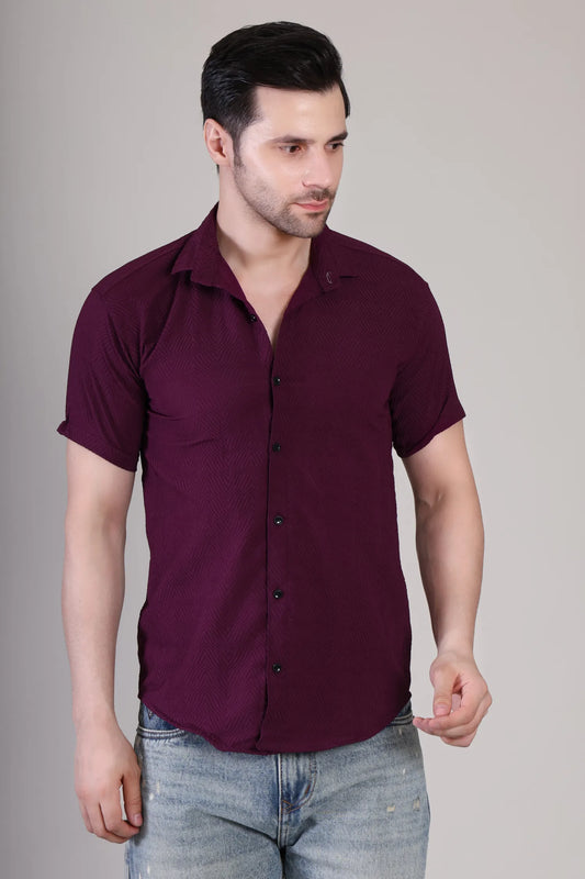 Men's Casual Half Sleeve Shirt - Maroon | UHSS-145