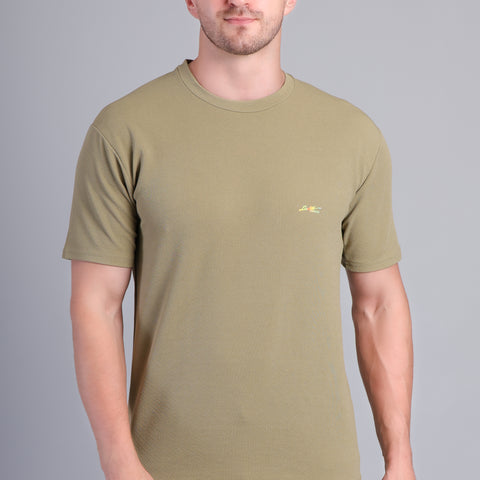Men’s Olive Green Round Neck Half Sleeve T-Shirt-NS-33