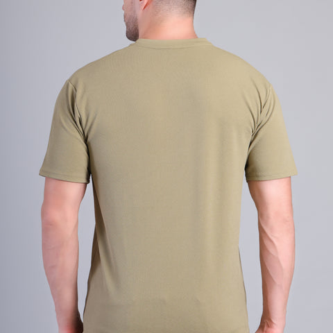 Men’s Olive Green Round Neck Half Sleeve T-Shirt-NS-33