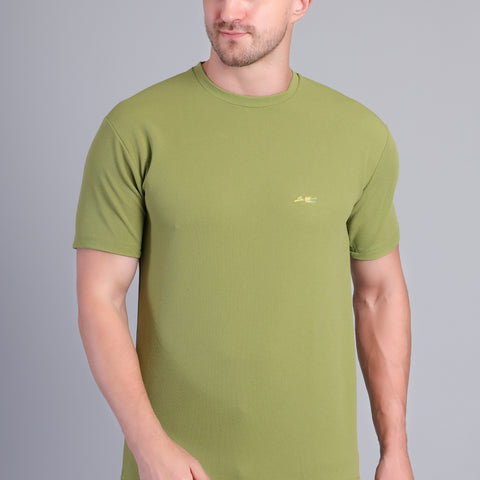 Men’s Army Green Round Neck Half Sleeve T-Shirt-NS-32_1