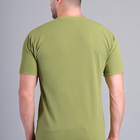 Men’s Army Green Round Neck Half Sleeve T-Shirt-NS-32_1