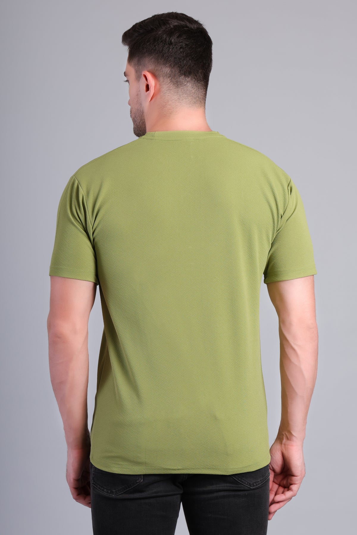 Men’s Army Green Round Neck Half Sleeve T-Shirt-NS-32_1