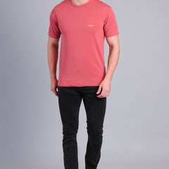Men’s Brick Red Round Neck Half Sleeve T-Shirt- NS-36