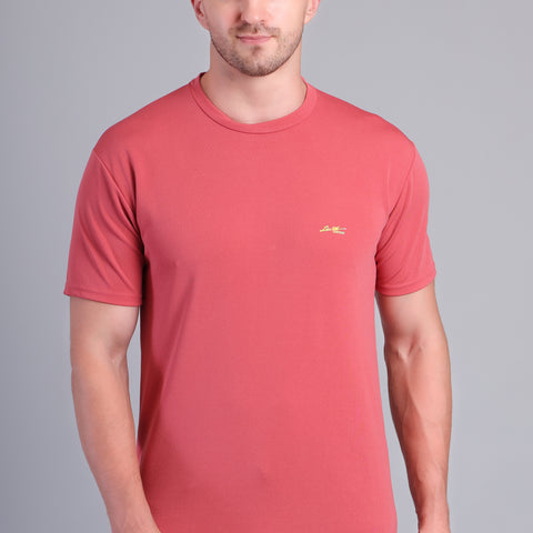 Men’s Brick Red Round Neck Half Sleeve T-Shirt- NS-36
