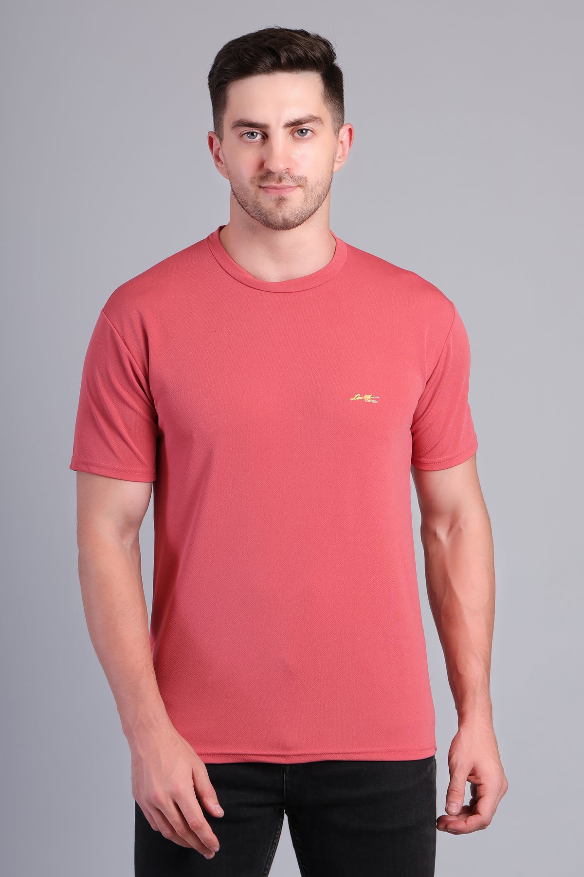 Men’s Brick Red Round Neck Half Sleeve T-Shirt- NS-36