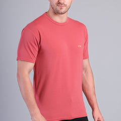 Men’s Brick Red Round Neck Half Sleeve T-Shirt- NS-36