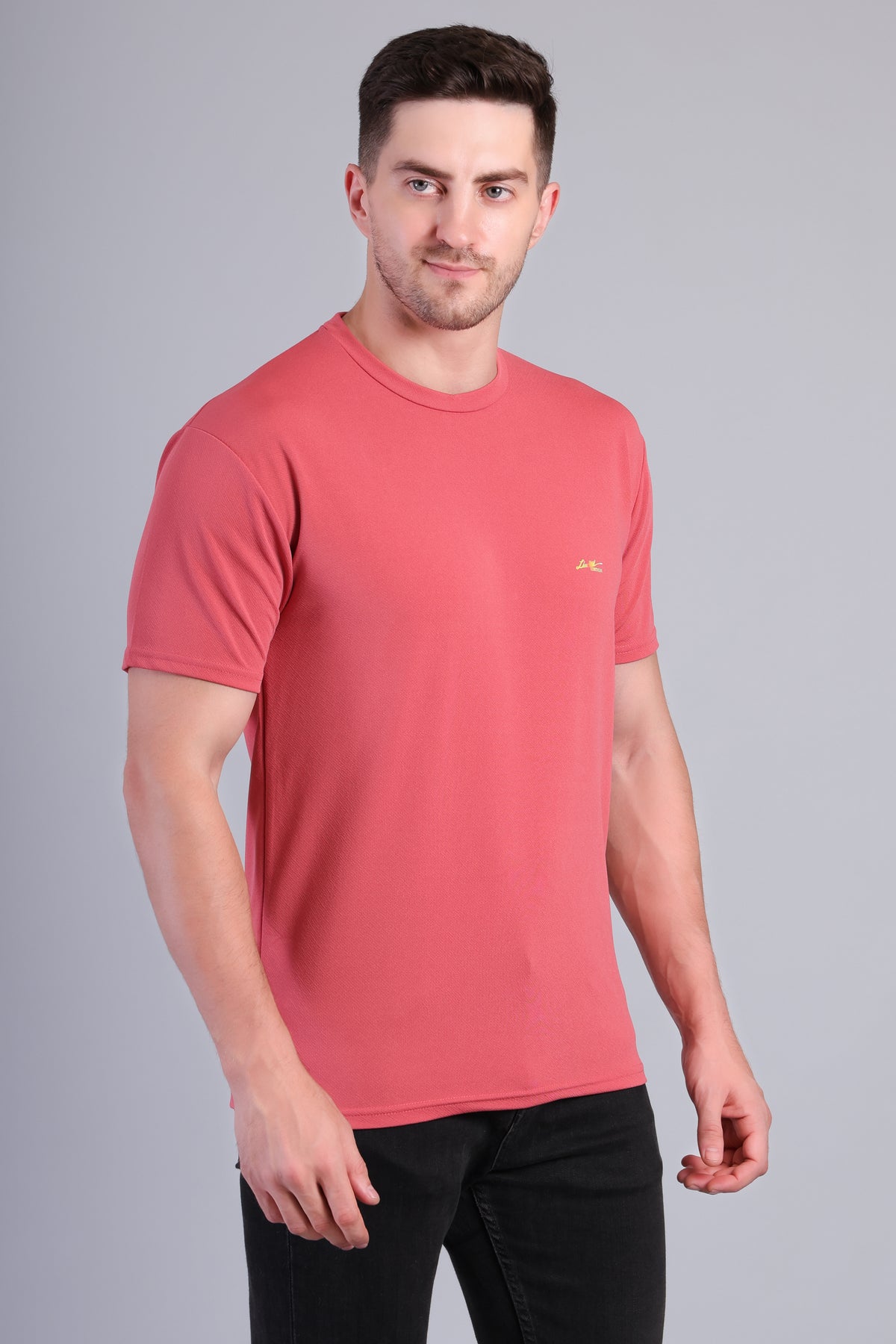 Men’s Brick Red Round Neck Half Sleeve T-Shirt- NS-36