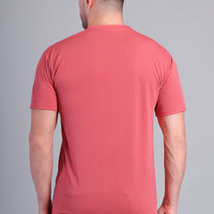 Men’s Brick Red Round Neck Half Sleeve T-Shirt- NS-36