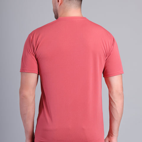 Men’s Brick Red Round Neck Half Sleeve T-Shirt- NS-36