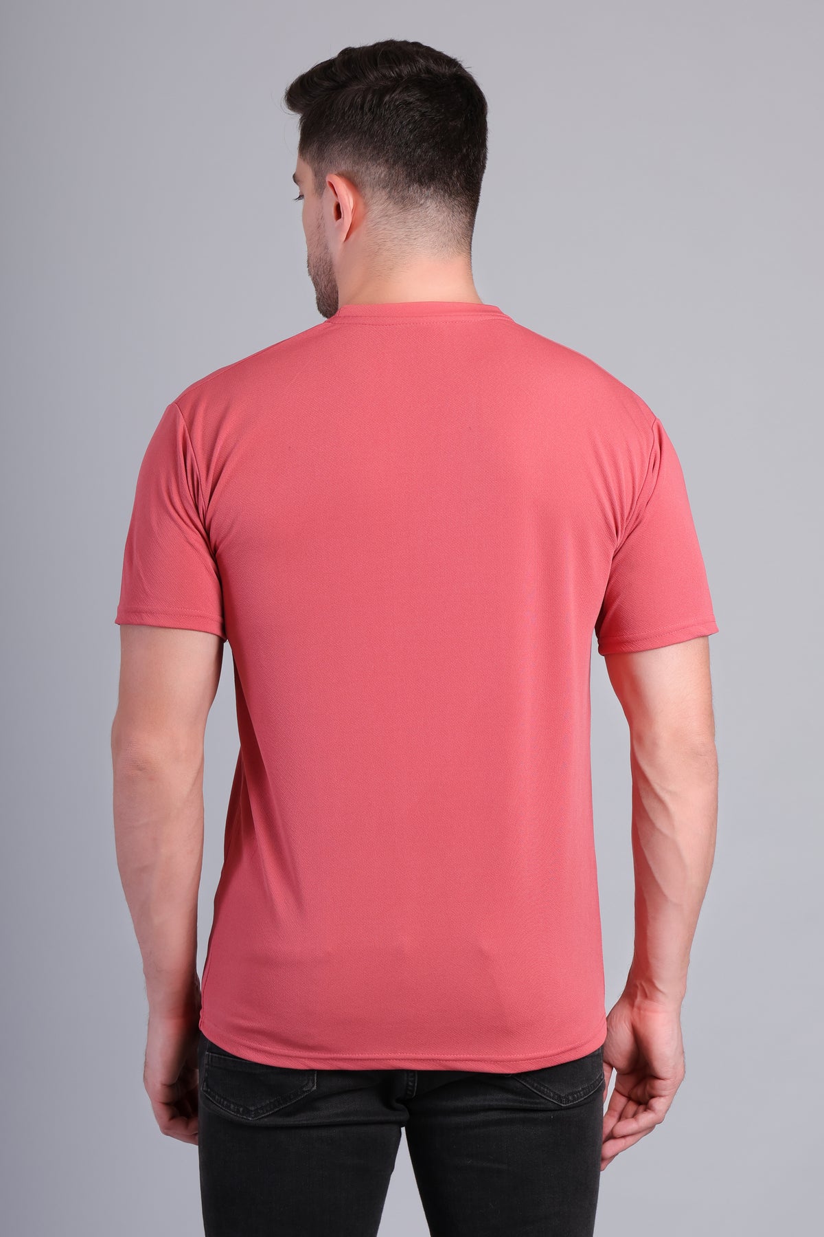 Men’s Brick Red Round Neck Half Sleeve T-Shirt- NS-36