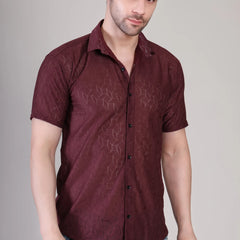 Men's Casual Half Sleeve Shirt - Maroon | SHS-154