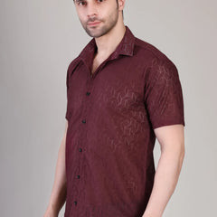 Men's Casual Half Sleeve Shirt - Maroon | SHS-154