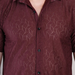 Men's Casual Half Sleeve Shirt - Maroon | SHS-154