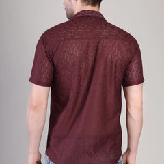 Men's Casual Half Sleeve Shirt - Maroon | SHS-154