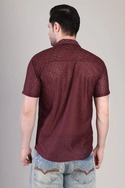Men's Casual Half Sleeve Shirt - Maroon | SHS-154