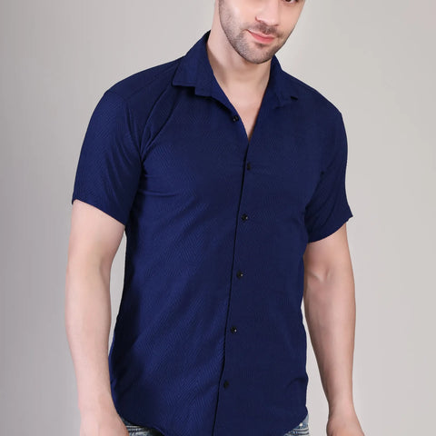 Men's Casual Half Sleeve Shirt - Blue | SHS-137