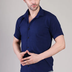 Men's Casual Half Sleeve Shirt - Blue | SHS-137